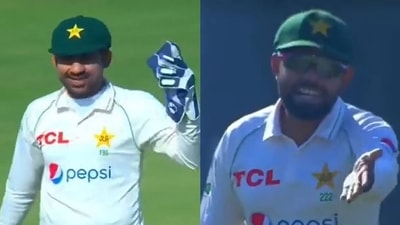 Babar and Sarfaraz had a hilarious moment on the field Babar and Sarfaraz had a hilarious moment on the field