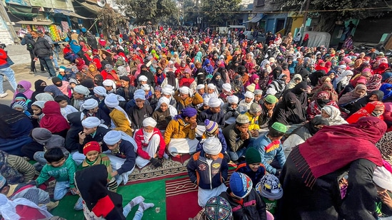 Haldwani residents have been protesting against the eviction ordered by the Uttarakhand high court. (PTI)