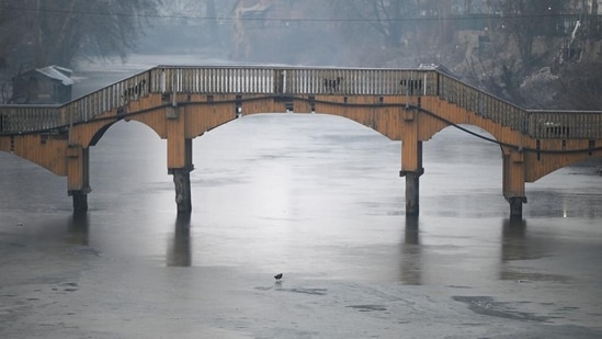 While the temperature in Srinagar was a low of -6.4°C, Qazigund witnessed -6.2°C&nbsp; and Kupwara in extreme north recorded -6°C.(Waseem Andrabi /Hindustan Times)