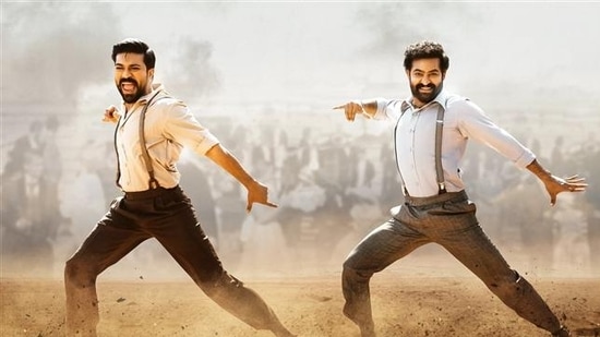 Ram Charan and NTR Jr in Naacho Naacho from RRR.