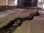 Cracks appear in a badminton court due to landslides, in the Joshimath of Uttarakhand, Friday.(PTI) Cracks appear in a badminton court due to landslides, in the Joshimath of Uttarakhand, Friday.(PTI)