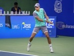 Pune: French tennis player Benjamin Bonzi in action during the semi-finals of Tata Open Maharashtra, in Pune Pune: French tennis player Benjamin Bonzi in action during the semi-finals of Tata Open Maharashtra, in Pune