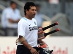 Sachin Tendulkar during a India training session.