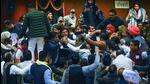 AAP and BJP councillors clash during the oath-taking ceremony and election of mayor and deputy mayor at the MCD civic centre in New Delhi. AAP and BJP councillors clash during the oath-taking ceremony and election of mayor and deputy mayor at the MCD civic centre in New Delhi.