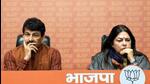 Bharatiya Janata Party MP Manoj Tiwari with union minister Meenakashi Lekhi during a press conference over the clash during the election of Mayor and Deputy Mayor of MCD at the Civic Centre in New Delhi on Friday. (PTI) Bharatiya Janata Party MP Manoj Tiwari with union minister Meenakashi Lekhi during a press conference over the clash during the election of Mayor and Deputy Mayor of MCD at the Civic Centre in New Delhi on Friday. (PTI)