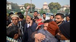 People from Haldwani get emotional after the Supreme Court stayed an Uttarakhand High Court order to remove encroachments from 29 acres of Railways' land, in New Delhi on Thursday. (Sanjay Sharma) People from Haldwani get emotional after the Supreme Court stayed an Uttarakhand High Court order to remove encroachments from 29 acres of Railways' land, in New Delhi on Thursday. (Sanjay Sharma)