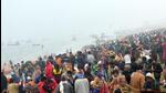Pilgrims at the Magh Mela in Prayagraj on Friday. (ANIL K MAURYA/HT) Pilgrims at the Magh Mela in Prayagraj on Friday. (ANIL K MAURYA/HT)