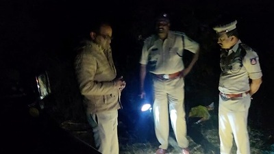 The man's body and the two-wheeler were dragged by the truck for a short distance before both caught fire. (ANI Photo) (File) (ANI) The man's body and the two-wheeler were dragged by the truck for a short distance before both caught fire. (ANI Photo) (File) (ANI)