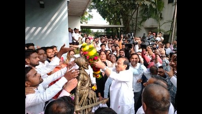 Ajit Pawar, leader of the Nationalist Congress Party (NCP), during an event at Baramati on Friday. (HT PHOTO)