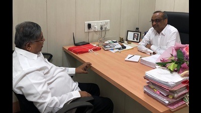 Chandrakant Patil during the meeting on Friday. (HT PHOTO)