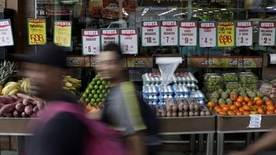 Food prices are displayed at a market in Rio de Janeiro, Brazil. (Reuters)