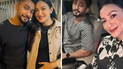 Gauahar Khan with husband Zaid Darbar. Gauahar Khan with husband Zaid Darbar.