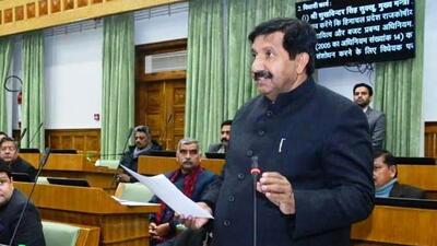 Himachal deputy CM Mukesh Agnihotri during the state assembly session at Dharamshala. (HT Photo) Himachal deputy CM Mukesh Agnihotri during the state assembly session at Dharamshala. (HT Photo)