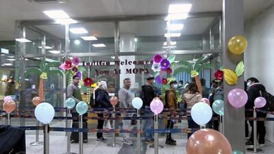 Passengers at Manohar International Airport as the flight operation began on Thursday. (ANI) Passengers at Manohar International Airport as the flight operation began on Thursday. (ANI)