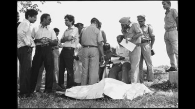 Police and other officials at a crime scene in the pre-digital era. (SN Sinha/HT Photo) Police and other officials at a crime scene in the pre-digital era. (SN Sinha/HT Photo)