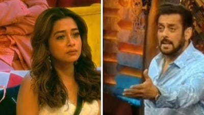 Salman Khan scolds Tina Datta on Bigg Boss 16. Salman Khan scolds Tina Datta on Bigg Boss 16.