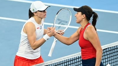 United Cup: Jessica Pegula of the US shakes hands with Poland's Iga Swiatek after the match (REUTERS)