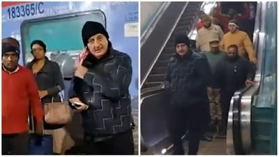Anupam Kher travelled by train recently.