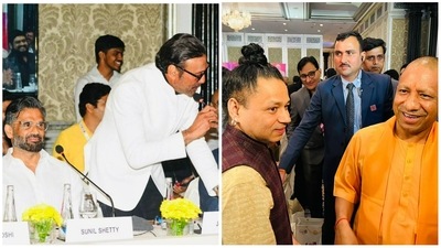 Suniel Shetty, Jackie Shroff, Kailash Kher met UP CM Yogi Adityanath on Thursday. Suniel Shetty, Jackie Shroff, Kailash Kher met UP CM Yogi Adityanath on Thursday.
