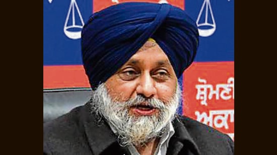 Sukhbir Badal along with his son made a brief presence on the occasion for the first time. (HT file photo)