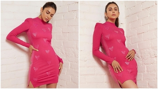 Actor Rakul Preet Singh has started advertising for her upcoming film Chhatriwali, and her style game has been a huge hit.  Rakul's latest promotional shoot backs up our claim.  The star wore a hot pink mini dress with a heart print to an event for her upcoming movie and looked as glamorous as ever.  She chose the hottest color of 2022 for the occasion, proving that the color is here to stay.  Keep scrolling to see all photos and learn some styling tips from Rakul.  (Instagram)