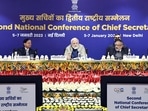 New Delhi, Jan 07 (ANI): Prime Minister Narendra Modi during the Second National Conference of Chief Secretaries, in New Delhi on Saturday. Union Cabinet Secretary Rajiv Gauba, Principal Secretary to Prime Minister PK Mishra and others also present.(ANI Photo) New Delhi, Jan 07 (ANI): Prime Minister Narendra Modi during the Second National Conference of Chief Secretaries, in New Delhi on Saturday. Union Cabinet Secretary Rajiv Gauba, Principal Secretary to Prime Minister PK Mishra and others also present.(ANI Photo)