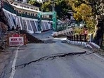 Cracks appear in the houses and on the roads due to landslides at the Joshimath of Chamoli district of Uttarakhand. (PTI) Cracks appear in the houses and on the roads due to landslides at the Joshimath of Chamoli district of Uttarakhand. (PTI)