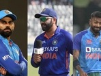 Virat Kohli, Rohit Sharma, Hardik Pandya for Team India. Virat Kohli, Rohit Sharma, Hardik Pandya for Team India.