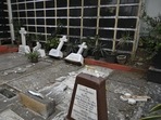 Several holy crosses vandalised at St. Michael's Church in Mahim. (Satish Bate/HT photo) Several holy crosses vandalised at St. Michael's Church in Mahim. (Satish Bate/HT photo)
