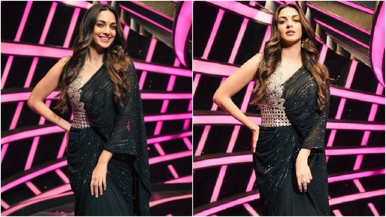 Kiara Advani in @jjvalaya 's black and white saree or lehenga? 🖤🤍 Also,  which jodi makes your heart flutter? 😍 . . . . . #kiaraa... | Instagram