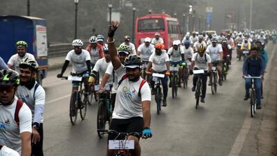 Additional municipal commissioners Vikas Dhakane, Kunal Khemnar, and Ravindra Binwade flagged off the rally on Saturday. (HT PHOTO)