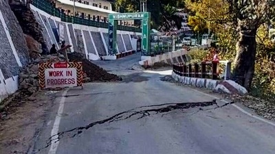 District Magistrate Himanshu Khurana said that all construction activities in and around Joshimath in Uttarakhand Chamoli District have been halted in the wake of cracks that have appeared in buildings in the town due to land subsidence.&nbsp; (PTI)