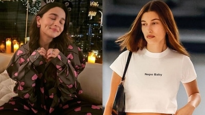 Alia Bhatt has liked a post featuring Hailey Bieber wearing a 'nepo baby' T-shirt. Alia Bhatt has liked a post featuring Hailey Bieber wearing a 'nepo baby' T-shirt.