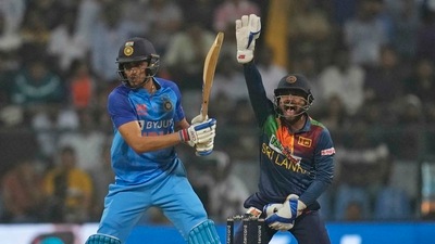 Sri Lanka's wicketkeeper Kusal Mendis, right, successfully appeals for the wicket of India's Shubman Gill, left, during the first Twenty20 cricket match between India and Sri Lanka in Mumbai, India, Tuesday, Jan. 3, 2023. (AP Photo/Rafiq Maqbool) (AP) Sri Lanka's wicketkeeper Kusal Mendis, right, successfully appeals for the wicket of India's Shubman Gill, left, during the first Twenty20 cricket match between India and Sri Lanka in Mumbai, India, Tuesday, Jan. 3, 2023. (AP Photo/Rafiq Maqbool) (AP)