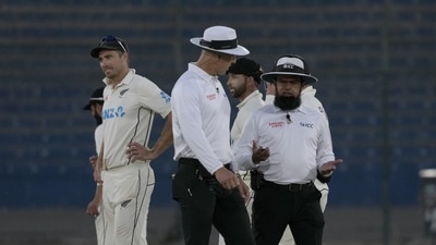 The match had drawn to a rather dramatic finish before the umpires decided that the light was not good enough to carry on (AP) The match had drawn to a rather dramatic finish before the umpires decided that the light was not good enough to carry on (AP)