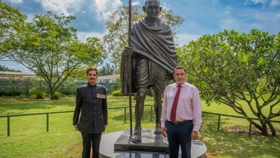The statue of Mahatma Gandhi at Peace Park was unveiled by then high commissioner General Dalbir Singh Suhag. (File)
