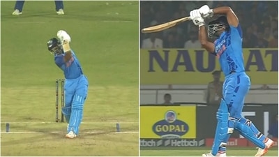 Rahul Tripathi smashes a stunning six (Hotstar) Rahul Tripathi smashes a stunning six (Hotstar)