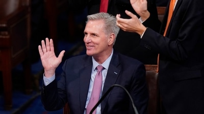 Rep. Kevin McCarthy, waves after voting for himself in the 15th round of voting in the House chamber. (AP) Rep. Kevin McCarthy, waves after voting for himself in the 15th round of voting in the House chamber. (AP)