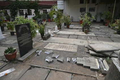 Vandalised crosses at St. Michael's Church in Mahim. (Satish Bate/HT photo) Vandalised crosses at St. Michael's Church in Mahim. (Satish Bate/HT photo)
