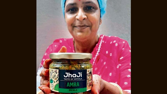 “The recipe for a perfect pickle is born of the rich culinary heritage that has been passed down and a great sense of discipline that goes into making it,” says Kalpana Jha, who launched JhaJi in 2021. She uses local ingredients such as the hog plum or amra, which isn’t widely available anymore. (Rajan Kumar)