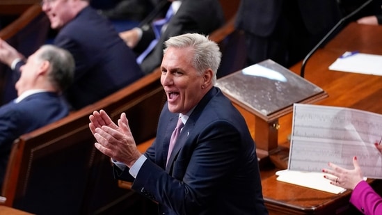 Rep. Kevin McCarthy, reacts during the 12th round of voting for speaker in the House chamber as the House meets for the fourth day to elect a speaker and convene the 118th Congress in Washington. (AP File)
