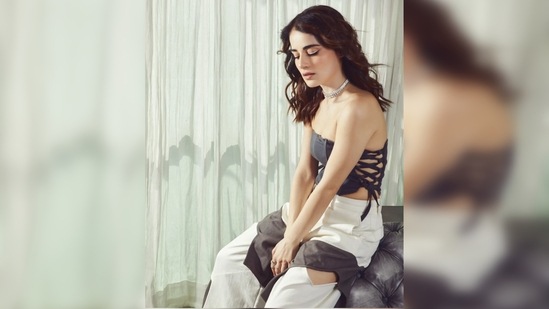 Radhika Madan let her outfit do all the talking and accessorised her look with just a silver choker.(Instagram/@radhikamadan)
