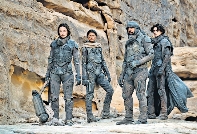 Rebecca Ferguson, Zendaya, Javier Bardem and Timothee Chalamet in the 2021 film Dune. Part 2 is due out in November. (Chia Bella James) Rebecca Ferguson, Zendaya, Javier Bardem and Timothee Chalamet in the 2021 film Dune. Part 2 is due out in November. (Chia Bella James)