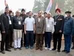 Bharat Jodo Yatra: Rahul Gandhi with ex Army officers. (Twitter) Bharat Jodo Yatra: Rahul Gandhi with ex Army officers. (Twitter)