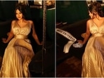 Miss Universe Harnaaz Sandhu's latest pics in gold gown delights her fans. (Instagram) Miss Universe Harnaaz Sandhu's latest pics in gold gown delights her fans. (Instagram)