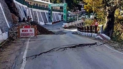 All construction activities in and around Joshimath in Uttarakhand have been halted in the wake of cracks in the town due to land subsidence. (PTI) All construction activities in and around Joshimath in Uttarakhand have been halted in the wake of cracks in the town due to land subsidence. (PTI)