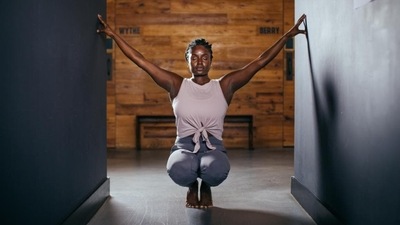 4. Prapadasana - Tip Toe Pose. Method: Begin in Malasana or Vajrasana. Bring your feet together to slowly lift your heels off the floor. Balance your body on your toes and keep your back straight. Bring your palms together and focus in between your eyebrows. Stay in this pose breathing for 10-20 seconds. To come out of this pose, bring your heels down and come back to Malasana. Repeat for 3 sets.&nbsp; (Twitter/lululemonNYC)