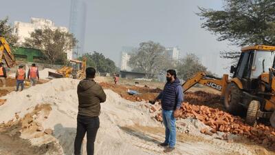 Gurugram, India-January 08, 2023: A team from MCG demolished the illegal construction in Badshahpur village near Jharsa Bandh, in Gurugram, India, on Sunday, 08 January 2023. (Photo by Parveen Kumar/Hindustan Times) Gurugram, India-January 08, 2023: A team from MCG demolished the illegal construction in Badshahpur village near Jharsa Bandh, in Gurugram, India, on Sunday, 08 January 2023. (Photo by Parveen Kumar/Hindustan Times)