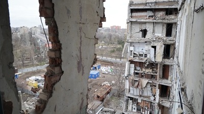 A view of an apartment building, damaged during a heavy fighting, in Mariupol, in Russian-controlled Donetsk region, eastern Ukraine. (File image) (AP)