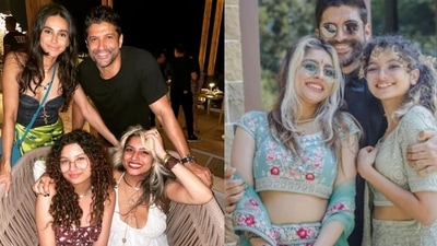 Farhan Akhtar's new photo with Shibani Dandekar, Akira Akhtar and Shakya Akhtar (left). Farhan Akhtar's new photo with Shibani Dandekar, Akira Akhtar and Shakya Akhtar (left).